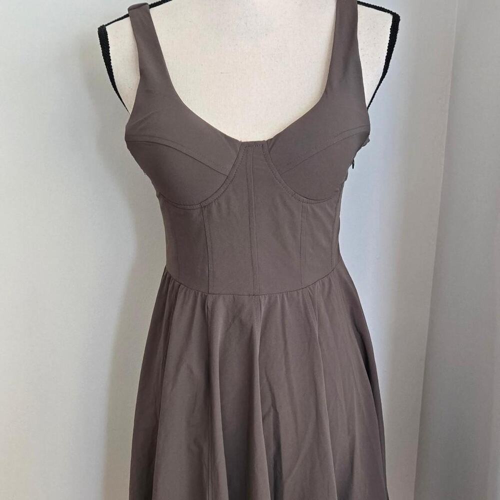 ariella new brown sleeveless molded cup athleisure dress large